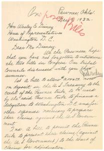 Pawnee Tribe&#39;s Request for Congressional Bills 1932, 1935-01-01 - 1939-12-31
