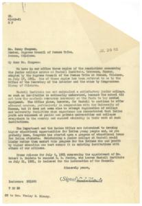 Title: Update on Higher Education Opportunities for Native American Students at Haskell Institute, 1931-07-06 - 1931-07-06