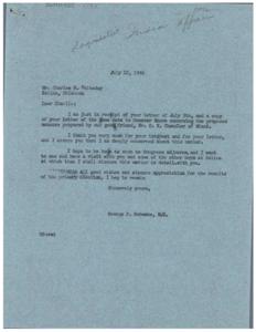 Support for Indian Settlement Bill: Correspondence between Mr. Charles B. Whiteday and Congressman George B. Schwabe, 1946-07-09 - 1946-07-09