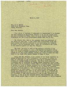 Proposed Legislation for Indian Claims: A Letter from Mrs. M. D. Myrick, 1945-03-03 - 1945-03-03
