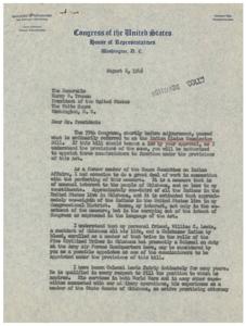 Recommendation for the Appointment of William C. Lewis as Indian Claims Commission Commissioner, 1946-01-01 - 1946-12-31
