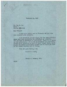 Philosophy of Abundance: A Letter from George B. Schwabe, 1946-02-13 - 1946-02-13