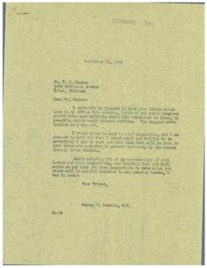 Proposed Legislation to Prevent Labor Strikes: A Letter from George B. Schwabe, 1945-09-21 - 1945-09-21