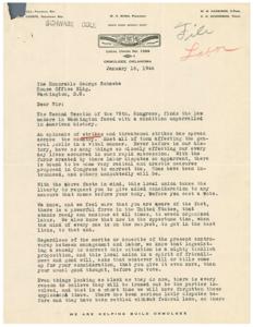 Request for Congressional Consideration of Labor Disputes, 1946-01-18 - 1946-01-18