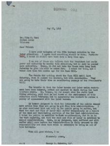 Title: Concerns about Labor Situation and Legislative Action, 1946-05-27 - 1946-05-27