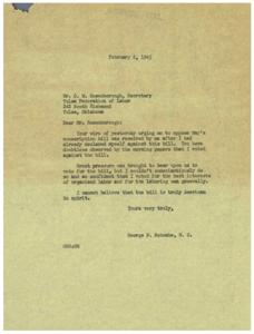 Opposition to May&#39;s Conscription Bill: A Letter from George B. Schwabe, M.C., 1945-02-02 - 1945-02-02