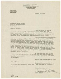 1945 Correspondence from Hudson &amp; Hudson Attorneys to Honorable George Schwabe Regarding Equal Rights Amendment, 1945-01-19