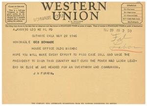 Urgent Message Regarding Labor Bill, 1946-01-01 - 1946-12-31