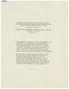Position Statement and Recommendations of the Missouri River States Committee on the Missouri Valley Authority Bill, S. 555, 1945-04-05 - 1945-04-05
