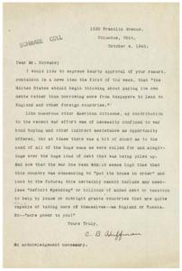 Support for Paying US Debts Instead of Borrowing, 1945-10-04 - 1945-10-04