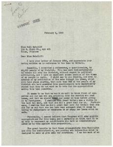 Response to Loan Request: A Letter from Congressman George B. Schwabe, 1946-01-25 - 1946-01-25