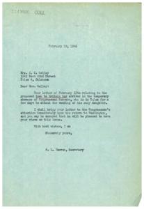 Supporting the British Loan: A Letter to Congressman Schwabe, 1946-02-15 - 1946-02-15