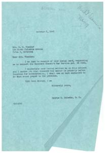 Supporting the Merchant Seamen&#39;s War Service Act: A Letter from George B. Schwabe, M.C., 1945-10-08 - 1945-10-08