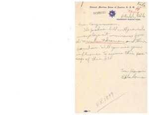 Title: Request for Congressional Support: Passage of the Jackson Bill for Merchant Seamen, 1945-01-01 - 1946-12-31
