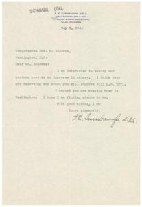 Support for Bill H.R. 2071: A Letter to Congressman Geo. B. Schwabe from Dr. F. E. Turnbaugh, 1945-05-01