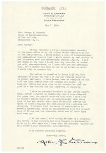 Support for House Bill No. 2071: A Letter to Honorable  George B. Schwabe, 1945-05-01