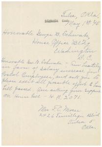 Request for Support on H.R. 2071 from Julia, Okla Resident, 1945-01-01 - 1946-12-31