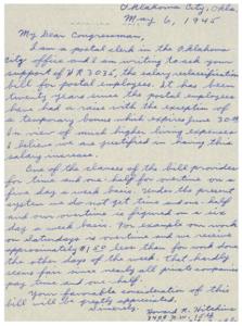 Support Needed: Salary Reclassification Bill for Postal Employees, 1945-01-01 - 1946-12-31