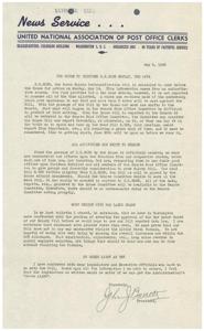 Push for Post Office Salary Bill Approval Gains Momentum in Congress, 1945-05-08