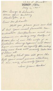 Request for Salary Increase for Postmen: A Letter to Honorable  George B. Schwabe, 1945-05-04