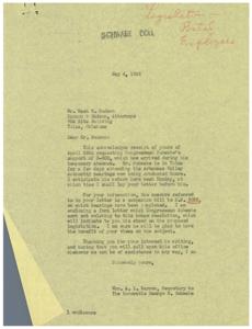 Support for Bill No. S-908: Correspondence with Congressman Schwabe, 1945-04-28