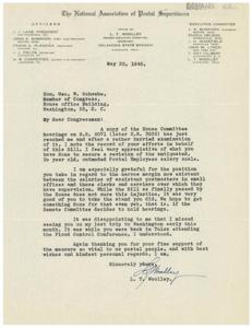 Support for H.R. 2071: A Letter to Honorable  Geo. W. Schwabe, 1945-05-22