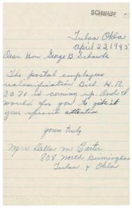 Urgent Request for Attention to Postal Employees Classification Bill H.R. 2071, 1945-01-01 - 1946-12-31