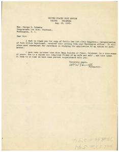 Thank You Letter Regarding Public Law 134 - 79th Congress Reorganization of Post Office Department, 1945-01-01 - 1946-12-31