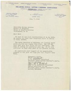 Urgent Request for Salary Increase for Oklahoma Rural Letter Carriers, 1945-01-01 - 1946-12-31