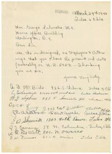 Petition to Support H.R. 5059: Taxpayers of Voters urge Honorable  George Schwabe to Take Action, 1945-01-01 - 1945-12-31