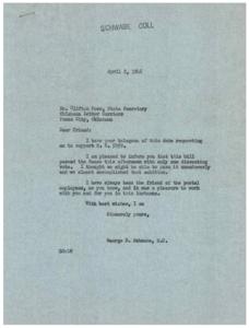 Support for HR 5059: A Letter from Congressman Schwabe, 1946-04-02