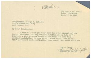 Gratitude for Support of Postal Employees&#39; Salary Reclassification Bill, 1945-08-12
