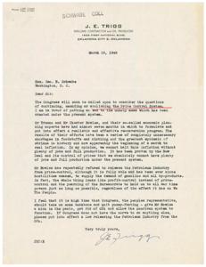 Letter to Honorable  Geo. B. Schwabe on Price Control System, 1946-03-16