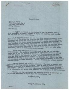 Opposition to Federal Control: A Letter from Mr. J. W. Mathis, 1946-03-23