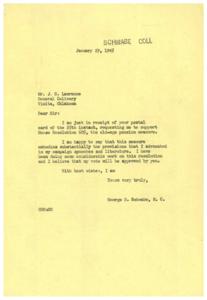 Support for House Resolution 605: A Letter from George B. Schwabe, M.C., 1945-01-29