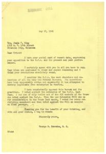 Opposition to O.P.A.: Correspondence between Mrs. Junia A. King and Honorable  George B. Schwabe, 1946-05-08