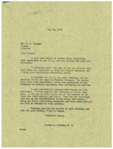Opposition to O.P.A.: Correspondence between Representative  George Schwabe and Nowata Machine Works, 1946-05-08