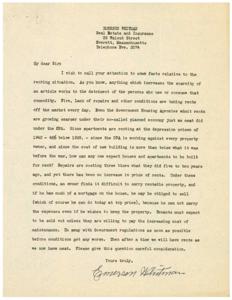 The Rental Crisis: A Call to Action from Emerson Whitman, 1945-01-01 - 1946-12-31