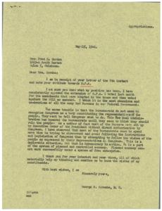 Opposition to O.P.A.: A Letter from Representative  George B. Schwabe, 1946-05-08