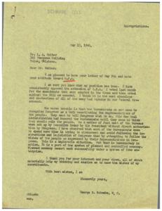The Battle Against O.P.A.: Correspondence between Dr. L. A. Reiter and Honorable Geo. B. Schwabe, 1946-05-09
