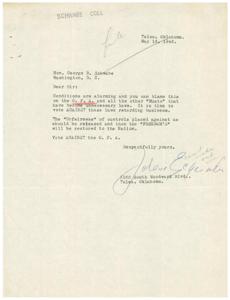 Urgent Appeal to Honorable  George B. Schwabe: Vote Against O.P.A. Controls, 1945-01-01 - 1946-12-31