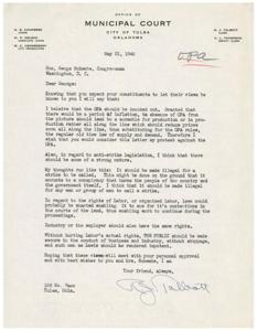 Letter to Congressman George Schwabe on OPA and Anti-Strike Legislation, 1946-05-21