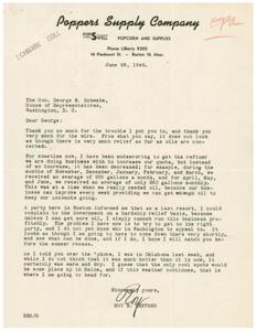 Oil Quota Concerns: A Letter to George Schwabe, 1946-06-28