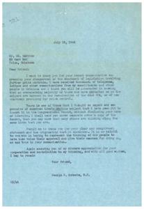 Opposition to Price Controls: A Letter from a Concerned Citizen, 1946-07-12
