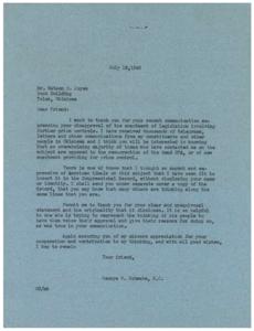 Letter of Appreciation for Opposition to Price Controls, 1945-01-01 - 1946-12-31