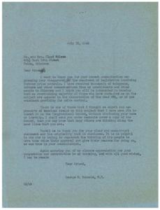 Gratitude for Opposition: A Letter from Senator Schwabe, 1946-07-12