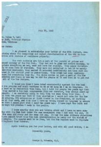 Inequities and Unjust Discrimination: A Letter to Congressman George B. Schwabe, 1946-07-29