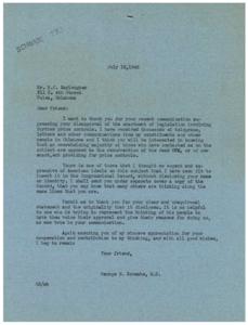 Opposition to Price Controls: A Letter from Congressman George Schwabe, 1945-01-01 - 1946-12-31