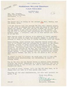 Letter Urging Against Revival of OPA Bill and Support for US World Authority, 1946-07-06