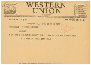 Telegram from A.N. Williams, President of Western Symbols, 1945-01-01 - 1946-12-31